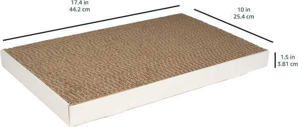Amazon Basics Corrugated Cardboard Cat Scratcher, Scratching Board, Reversible, 17.4" X 10", White, 4-Pack5