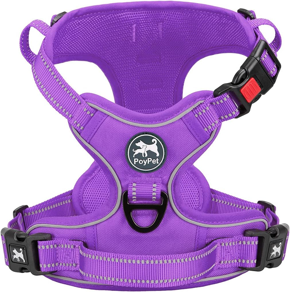 poypet-no-pull-dog-harness-no-choke-front-lead-dog-reflective-harness-adjustable-soft-padded-pet-vest-with-easy-control-handle-for-small-to-large-dogspink-medium