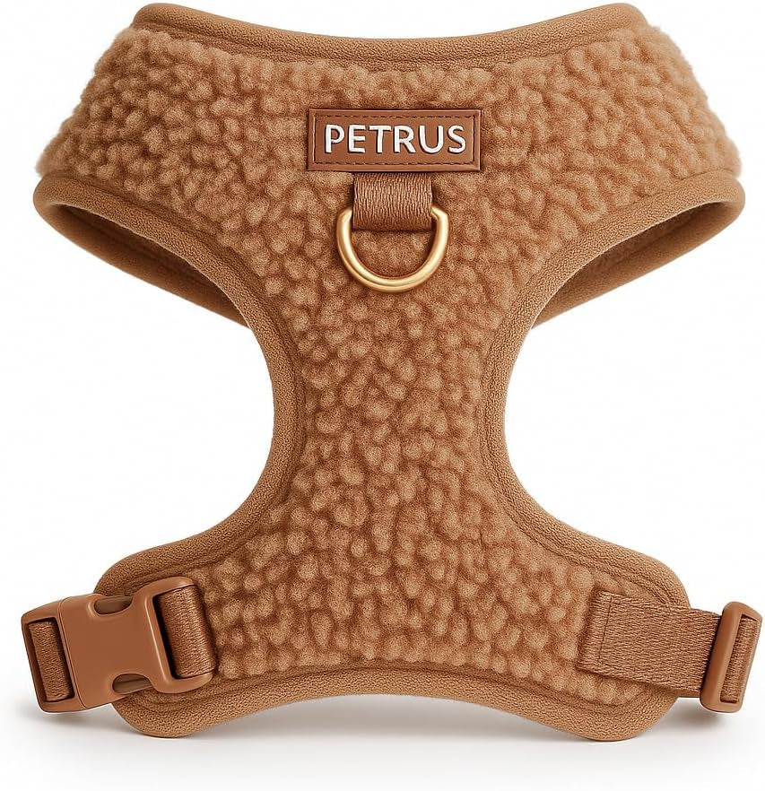 premium-no-pull-dog-harness-soft-neoprene-breathable-mesh-vest-with-front-back-clip-d-rings-adjustable-lightweight-walking-harness-for-puppies-small-medium-dogs-bronze-brown-gold-m