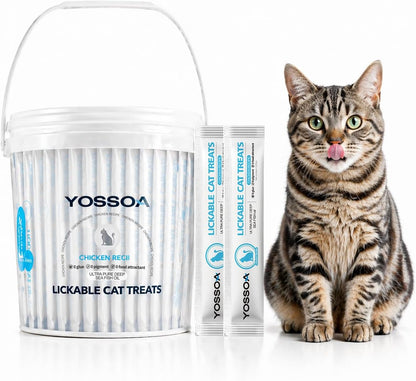 100Tubes Cat Treat Lickable, Omega-3 Fish Oil for Skin and Coat Health Squeezable Creamy Purée Cat Treat Real Chicken Puree Lickables Bulk Wet Squeeze Treats for Kittens Healthy Grain-Free1