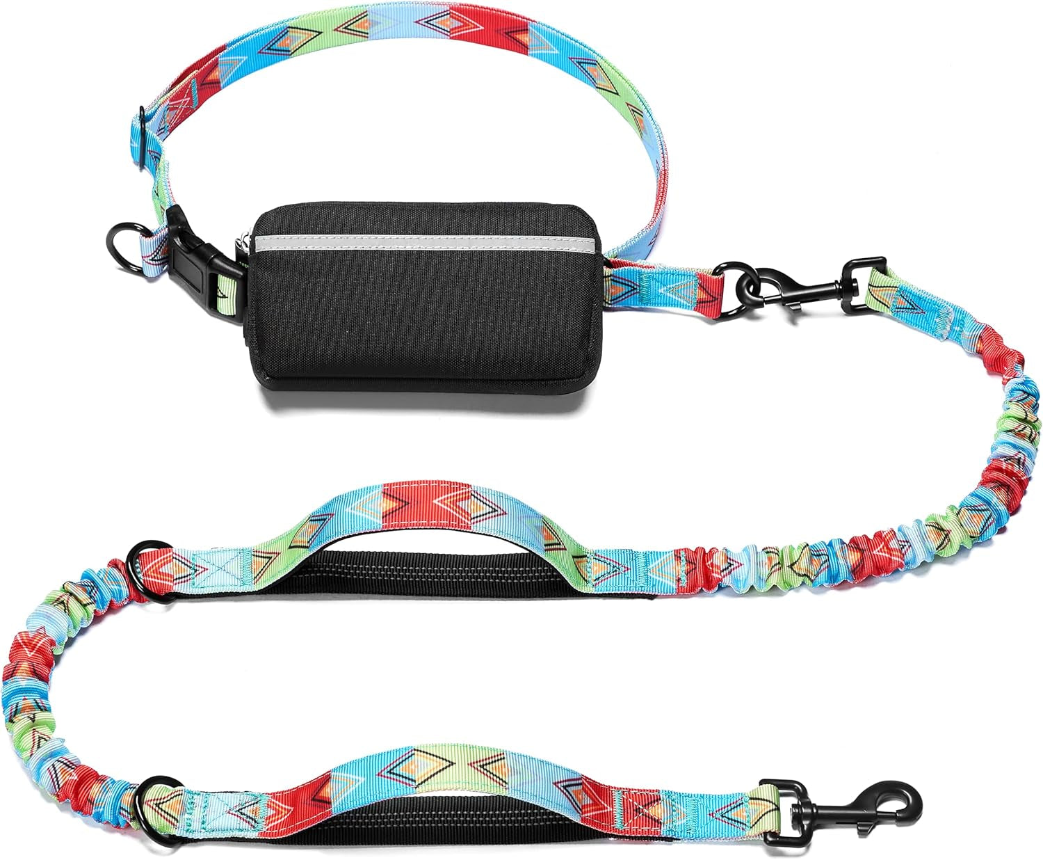 iyoshop-hands-free-dog-leash-with-zipper-pouch-dual-padded-handles-and-durable-bungee-for-walking-jogging-and-running-your-dog-large-25-120-lbs-black