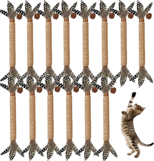 Cat Chew Toys Silvervine Sticks Dental Treat Feather 7Pack Indoor | Real Feathers Silvervine Dual-Action Chew Chase Soothes Teething, Cleans Teeth Relieves Boredom Indoors Safe Durable 7PK Set7