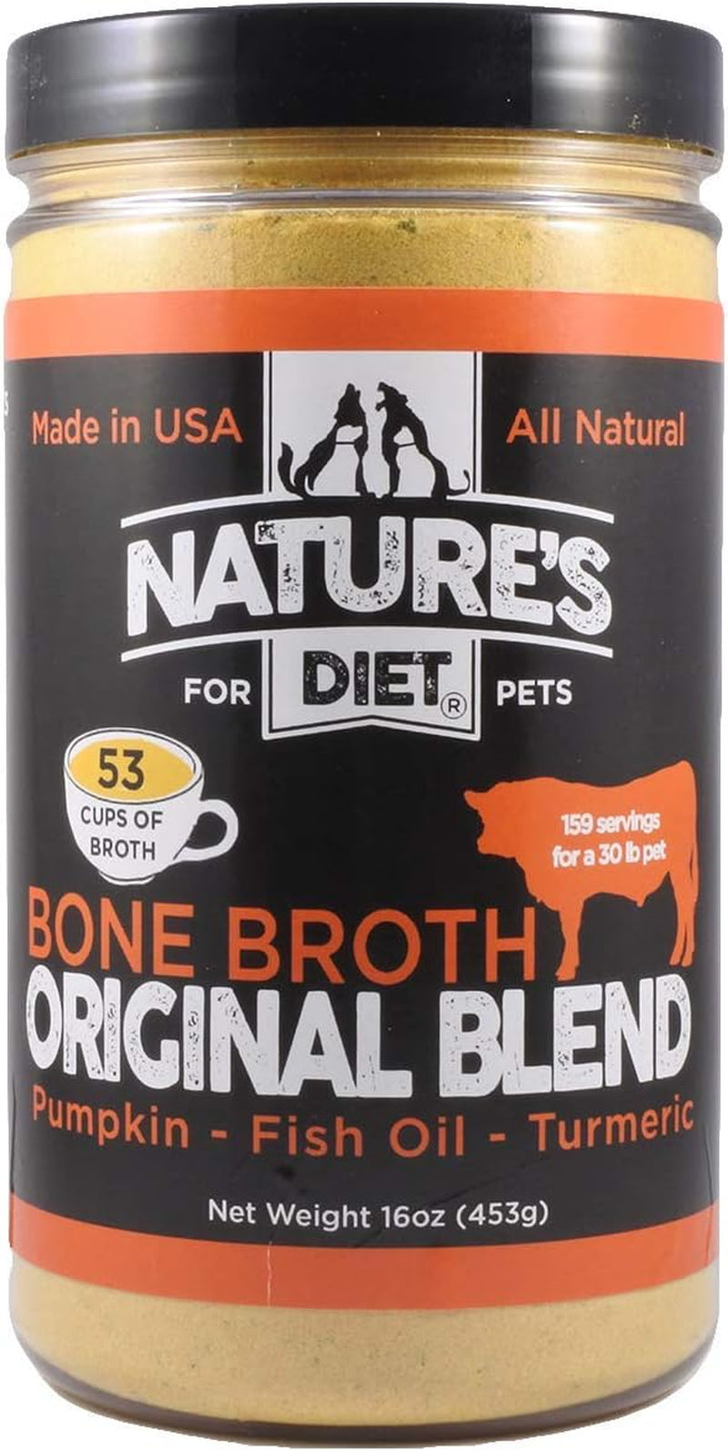 natures-diet-pet-bone-broth-protein-powder-with-pumpkin-fish-oil-and-turmeric-beef-16-oz-159-servings