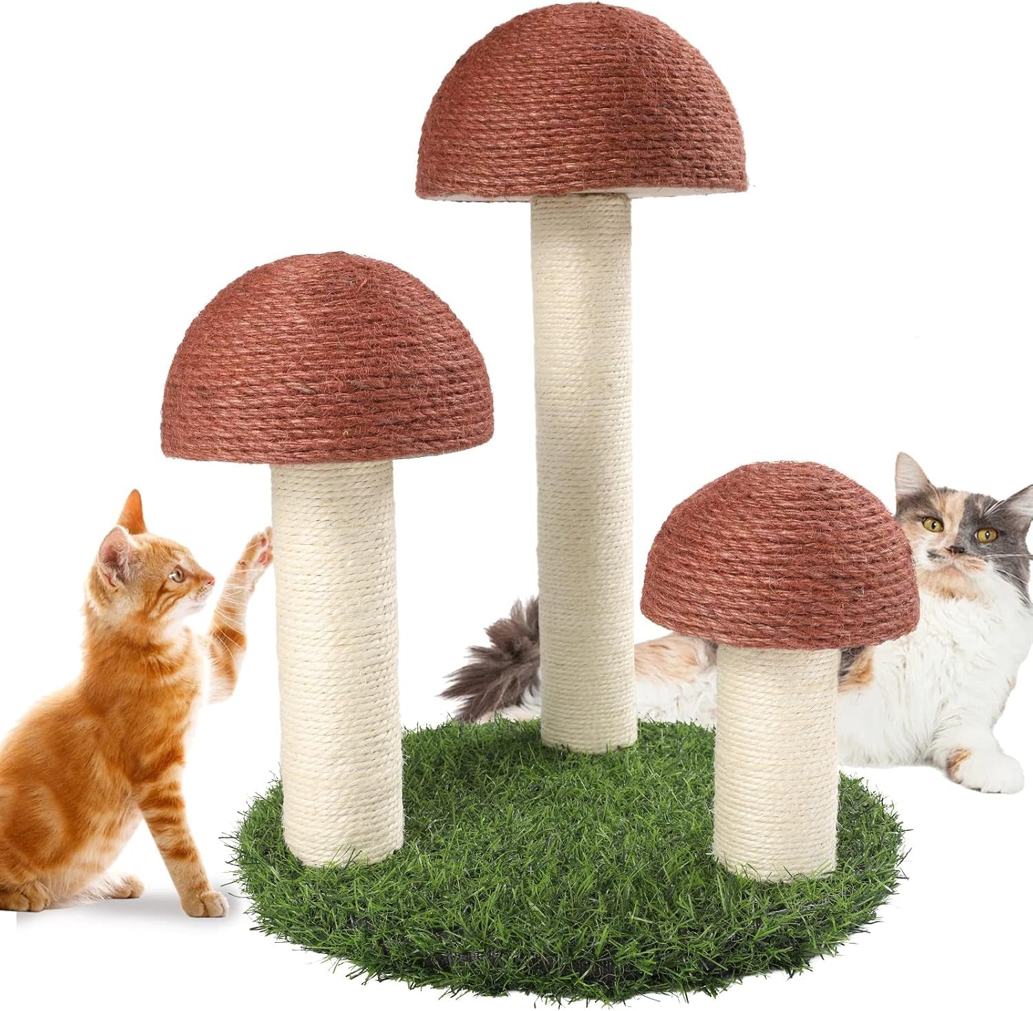 powerking-cat-scratching-post-mushroom-claw-scratching-post-for-cat-natural-sisal-cat-scratchers-with-3-mushroom-pole-cat-interactive-toys