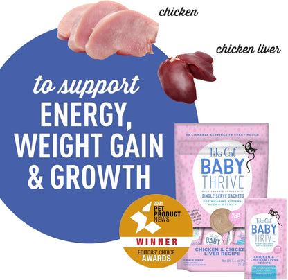 Tiki Cat Baby Thrive, Chicken & Chicken Liver Mousse, 5.6 Oz. Pouch (20 Individual Servings)4