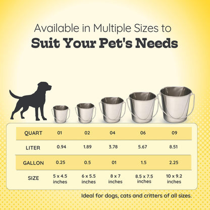 Stainless Steel Flat Side Bucket 1 Quart (0.25 Gallon)- Heavy Duty Hanging Food & Water Pail for Dogs, Cats, Birds, Kennel, Cages & Crates, Durable Rustproof Multi-Purpose Feeding Buckets8