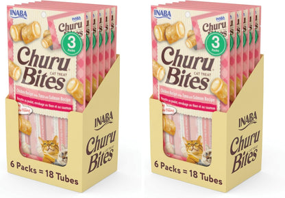 INABA Churu Bites Soft & Chewy Cat Treats, Chicken, 18Ct | Immune Support, 72% Moisture, Low Calorie, Pill-Friendly Center, Grain-Free, Preservative-Free, 18 X 0.35 Oz Tubes13