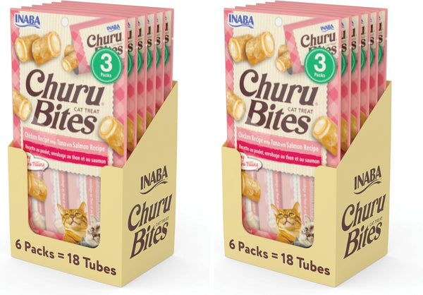 INABA Churu Bites Soft & Chewy Cat Treats, Chicken, 18Ct | Immune Support, 72% Moisture, Low Calorie, Pill-Friendly Center, Grain-Free, Preservative-Free, 18 X 0.35 Oz Tubes13