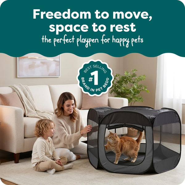 Furhaven Soft-Sided Dog & Cat Playpen, Portable Foldable Indoor & Outdoor Pet Playpen with Mesh Windows & Zippered Door, Gray, Extra Large2