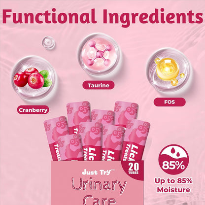 Just Try Cranberry Lickable Cat Treats with Taurine, 20 Tubes | Supports Urinary Tract Health, Kidney Support , and Daily Hydration for Cats8