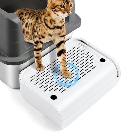 Large Cat Litter Box Step Mat, 16.5"X11.2" Cat Ramp Stairs, Cat Litter Catcher for Self-Cleaning Litter Box, Cats Pedal Step Stool Ideal for Kitten & Older Cats (Light Grey)14