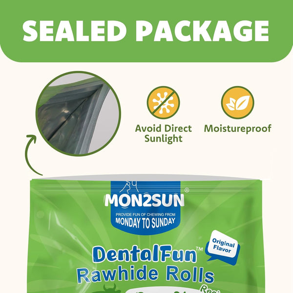 MON2SUN Dog Rawhide Rolls Twist Sticks Chew Treats Natural Flavor 6.5 Inch 40 Count for Puppy and Small Dogs6
