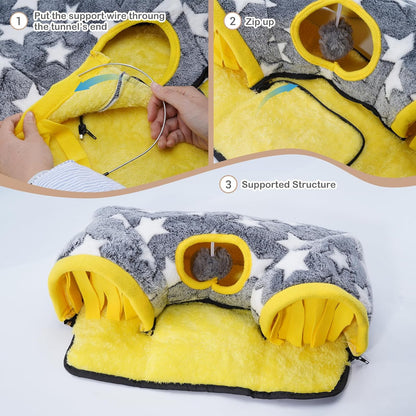 Avont Guinea Pig Tunnel, Small Animal Hideaway Tube Toy | Cozy Plush Tunnel for Guinea Pigs and Small Pets with Non-Slip Bottom and 2-In-1 Design in Medium Size Starry6