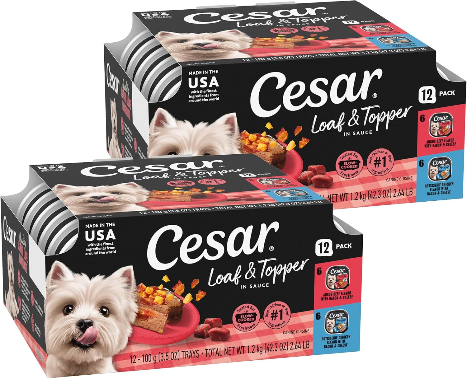 cesar-loaf-topper-wet-dog-food-variety-pack-3-5-oz-24-count-real-meat-1-ingredient-no-fillers-or-artificial-flavors-easy-to-digest-slow-cooked-tender-texture-easy-peel-trays