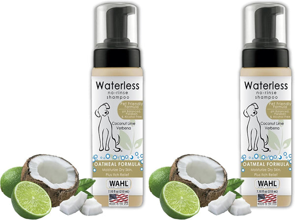Wahl Waterless No Rinse Shampoo for Animals, Coconut Lime Verbena, 7.1 Oz | Quick Clean-Ups for Dogs—No Bath Needed, Oatmeal Formula Cleans, Conditions, Detangles & Moisturizes Dogs Fur – Model 820015A8