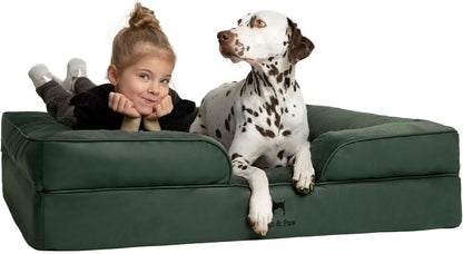 NOAH & PAW Large Dog Bed, 35X25X11 Inch, Orthopedic Dog Beds, Eggshell Memory Foam Infused with Cooling Gel, Inner Cover, Water Resistant, Machine Washable (Faux Leather)23