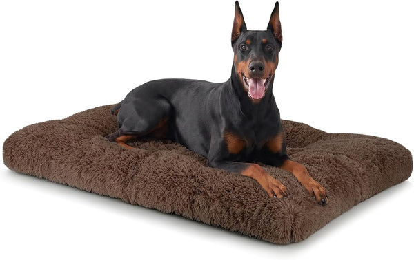 JOEJOY Large Dog Bed Crate Pad, Deluxe Plush Washable Dog Beds Fulffy Soft Kennel Pad Anti-Slip Pet Sleeping Mat for Extra Large Medium Small Dogs, 40" X 27", Beige34
