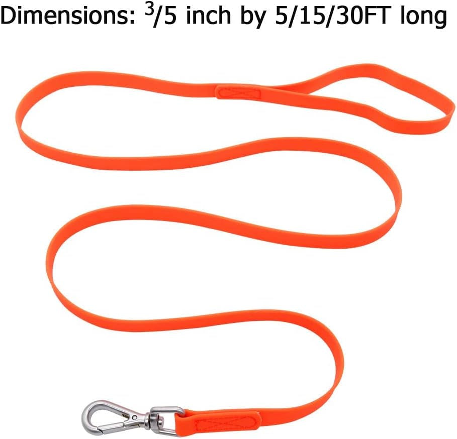 waterproof-dog-training-leash-50ft-30ft-15ft-10ft-5ft-heavy-duty-recall-long-lead-for-large-medium-small-dogs-30ft-orange