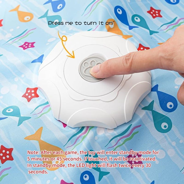 Rechargeable Automatic Cat Toy, 3-Mode Touch-Activated Interactive Toy with Random Motion, Concealed Feather & Squeaky Sound for Indoor Cats & Kittens (Blue)6