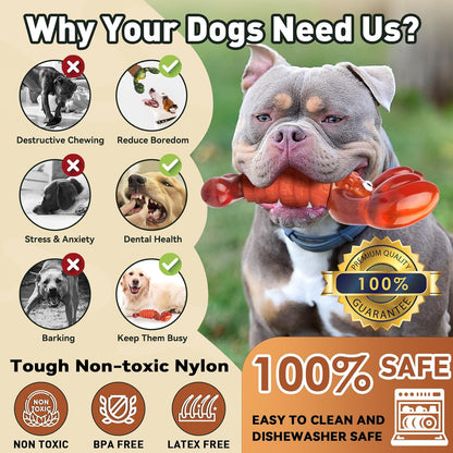 BIKIISEN Squeaky Dog Toys for Aggressive Chewers for Large Dogs, Interactive Chew Toys to Keep Them Busy, Indestructible Toys, Tough Toys for Medium Large Dogs (Red)3