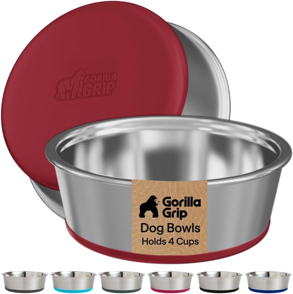 gorilla-grip-dog-bowls-food-grade-304-stainless-steel-holds-2-us-cups-each-16-fl-oz-food-and-water-bowl-for-feeding-dogs-and-cats-dishwasher-safe-rust-resistant-bpa-free-rubber-base-2-set-black