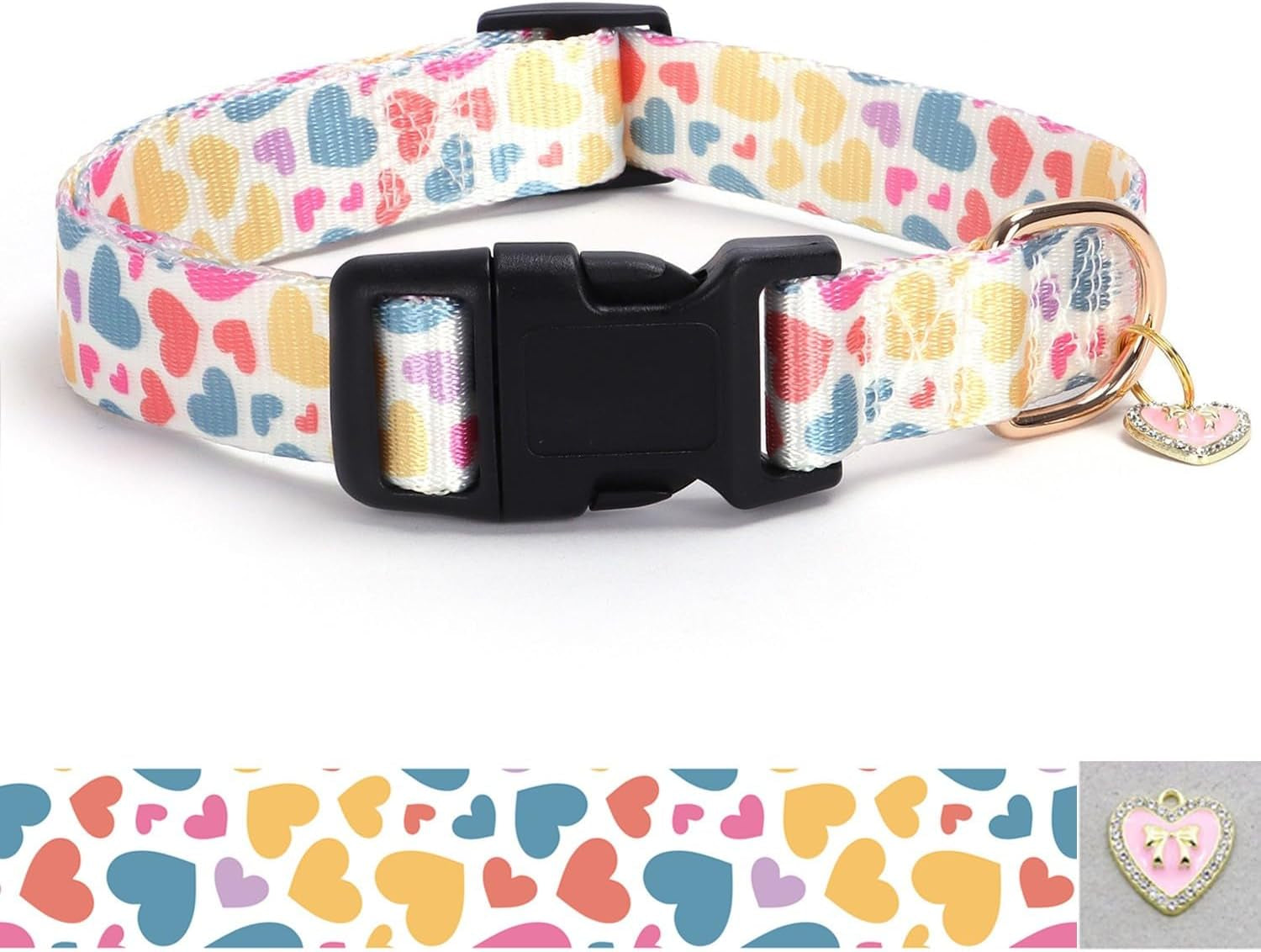 reflective-dog-collar-with-buckle-adjustable-safety-nylon-collars-for-small-medium-large-dogs-pink-m-breathable-nylon-collars-for-small-medium-large-dogs-no-chafing-on-walks-and-outdoor-hikes-metal-d-ring-night-safety