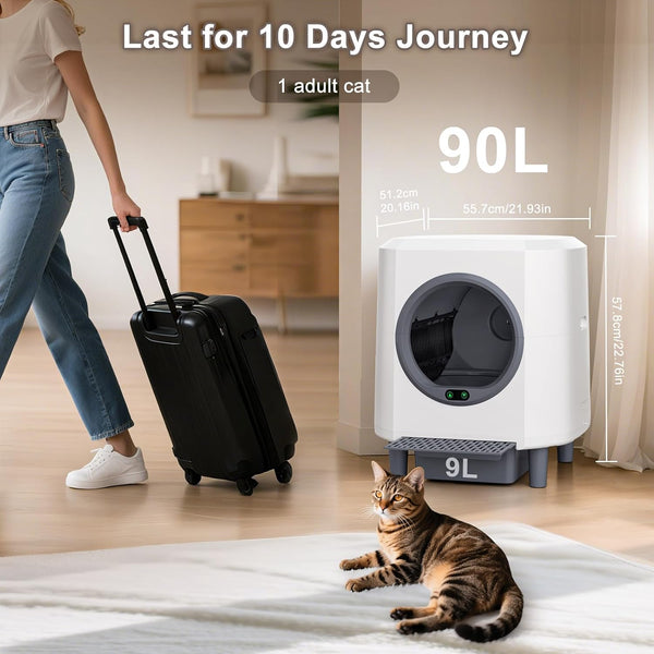 Automatic Litter Box, Self Cleaning Litter Box, Odor Control, 90L Capacity | Large with APP Control and Safety Sensor, Ellenpent, for Multiple Cats, Large Cat, with 3 Rolls of Garbage Bags6