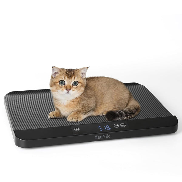 Yauyik Digital Pet Scale, Baby Scale with Non-Slip Mat, up to 40Kg, Black | High Precision Puppy Whelping Scale for Kittens, and Crawl Pet, 5 Units, LED Display, Hold Function（Batteries Included）1