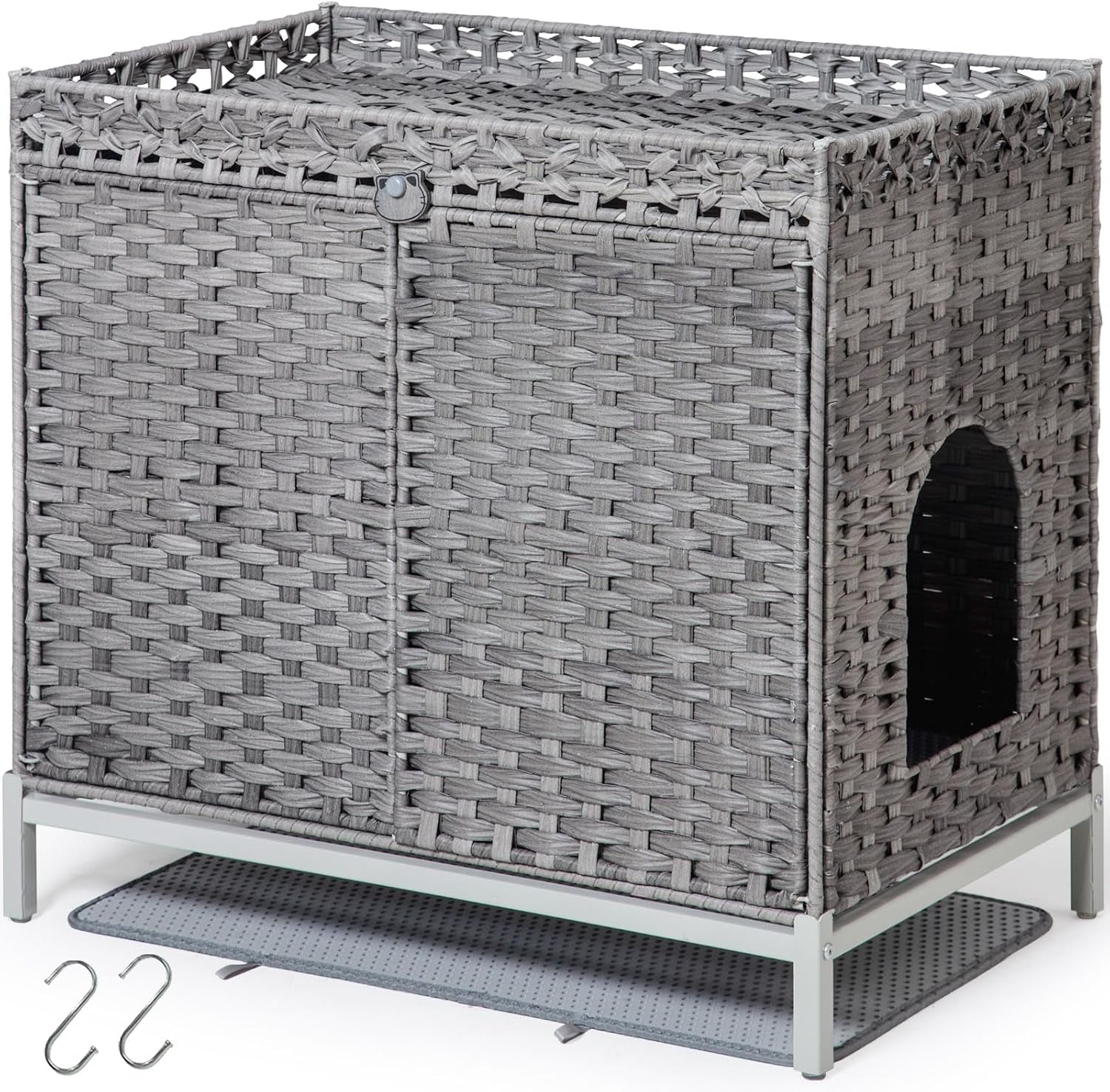 setvson-cat-litter-box-enclosure-furniture-rattan-pe-kitty-house-natural-handwoven-pe-rattan-with-2-soft-mats-heightened-metal-feet-2-s-hooks-30-3-x-18-3-x-28-in-spacious-interior-kitty-cabinet