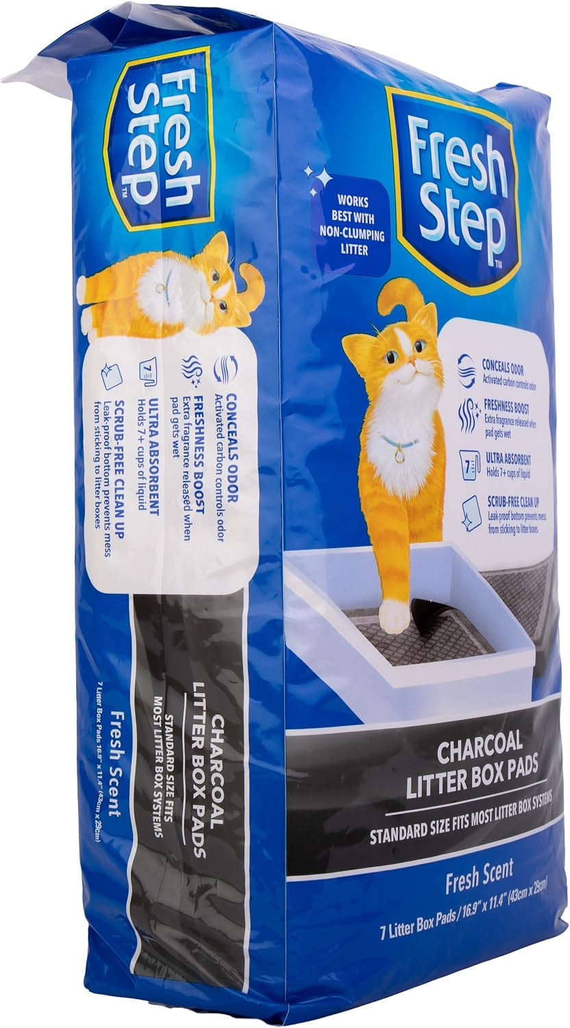 fresh-step-charcoal-litter-box-pads-with-activated-carbon-for-odor-control-ultra-absorbent-with-leak-proof-bottom-for-scrub-free-cleanup-16-9-x-11-4-inches-7-count