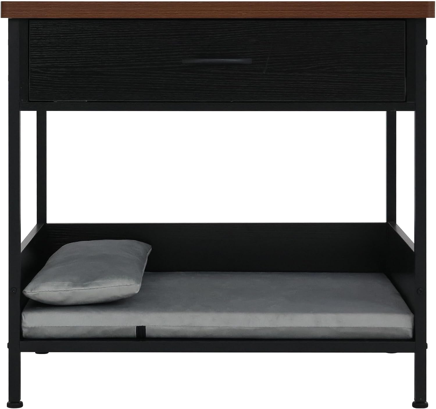 dog-bed-end-table-with-storage-drawer-and-washable-cushion-black-walnut-open-elevated-dog-bed-furniture-for-small-medium-dogs-up-to-50-lbs-metal-frame-drawer-for-living-room-bedroom-bedside