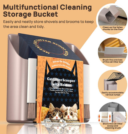 Heavy Duty Metal Cat Litter Scoop with Holder - Broom and Dustpan Set - Quick-Sifting Mesh for Clump-Free Cleaning, Compatible with Most Litter Types6