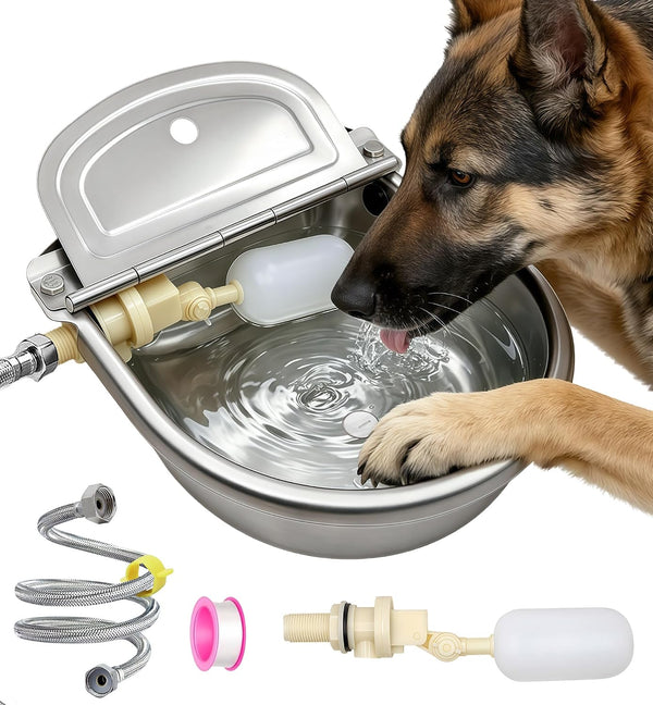 Automatic Dog Water Dispenser - Auto Filling Water Bowl for Dogs, Cats, Chickens and Livestock - Indoor Outdoor Pet Waterer Feeder with Float Valve1