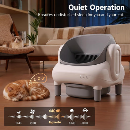 Automatic Cat Litter Box,Self Cleaning Litter Box for Multiple Cats with Open Top Design,App Control and Safety Protection,Ultra-Quiet,Easy Setup,Light Gray8