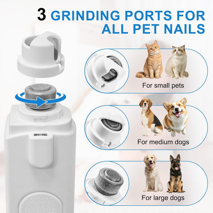 2-In-1 Dog Nail Clippers & Grinder with LED Light, Quiet Electric Pet Nail Trimmer for Small Medium Large Dogs & Cats, 3 Speeds, USB Rechargeable, Quick Sensor, Safety Lock & Splash Guard (White)7