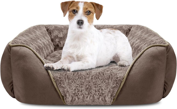 INVENHO Rectangle Washable Orthopedic Dog Bed for Small, Medium and Large Dogs, Soft Calming, Sleeping Puppy Bed Durable Pet Cuddler with Anti-Slip Bottom, S (20"X19"X6")26