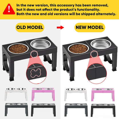 XIAZ Elevated Dog Bowls Large Breed Raised Dogs Bowl Stand Large/Medium Sized Dog Stainless Steel Food Water Bowl Stands 5 Heights Adjustable 9/11/12/14In Black Pet Feeder Dish Station7