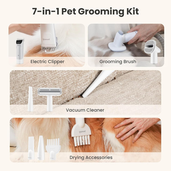 Pecute 7-In-1 Dog Grooming Vacuum & Dryer for Heavy Shedding | 10000Pa Suction, Adj Suction & Temp, Home & Salon Use, 55Db Low Noise, 1.7L Dust Cup, Reduces Flying Hair, Easy Cleanup3