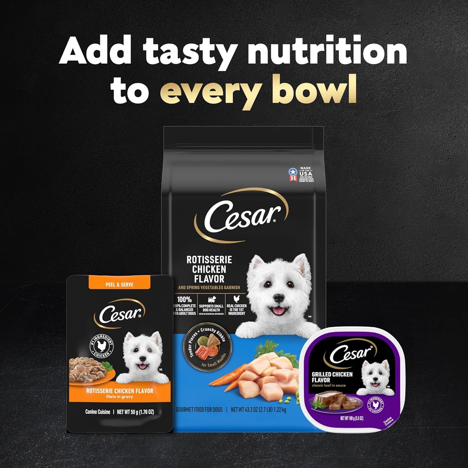 cesar-mini-pouch-wet-dog-food-filet-variety-pack-1-76-oz-40-count-3-flavors-rotisserie-chicken-filet-mignon-wood-grilled-chicken-real-chicken-or-beef-easy-peel-and-serve-protein-packed
