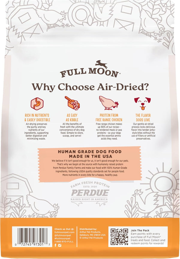 Full Moon® Pure Protein Air Dried Dog Food Free Range Chicken Recipe 1Lb | Human Grade, Protein-Rich, Jerky-Like Texture, Shelf-Stable, 90% Meat2