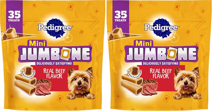 Pedigree Mini Jumbone Small Dog Treats, Beef Flavor, 35 Count | Bone-Like Exterior, Meaty Center, Long-Lasting Chew, for Toy and Small Dogs 5-15 Lbs, Developed with Waltham Science10