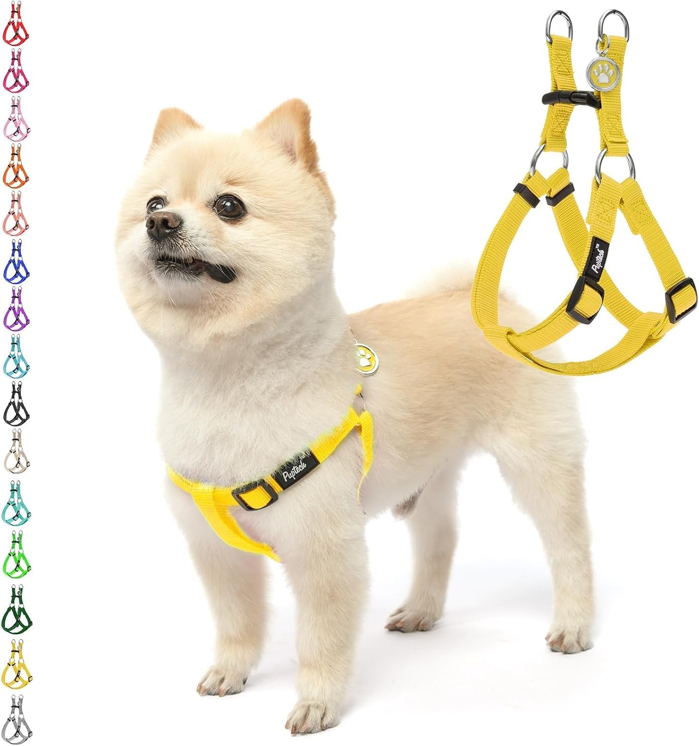 pupteck-no-pull-dog-harness-soft-adjustable-basic-nylon-step-in-puppy-vest-outdoor-walking-with-id-tag