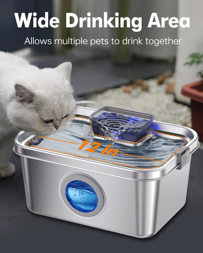 Dog Water Fountain 2 Gal, Stainless Steel Dog Water Fountain for Large Dogs Multi-Cats, Pet Water Fountain with Big Window, Super-Quiet Pump, Indoor Automatic Dog Water Bowl Dispenser Fountain Filters6