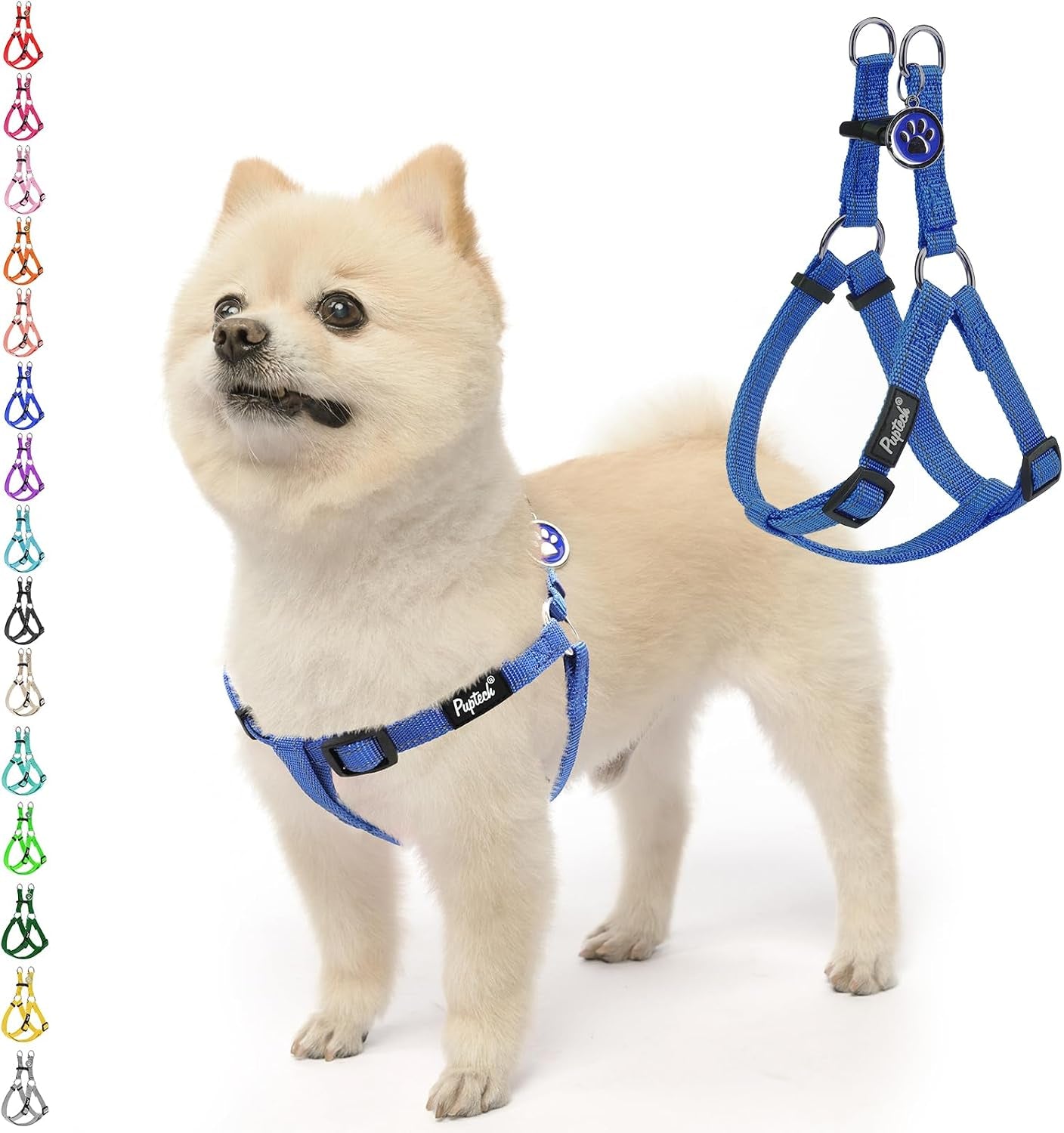pupteck-no-pull-dog-harness-soft-adjustable-basic-nylon-step-in-puppy-vest-outdoor-walking-with-id-tag