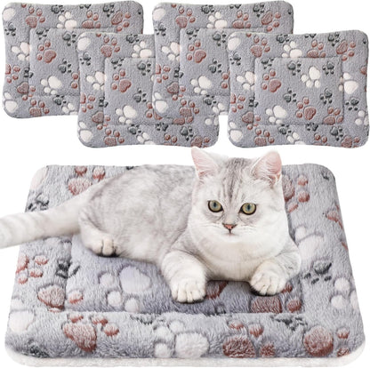 Tuanse 4 Pack Ultra Soft Dog Cat Bed Mat Small Animal Guinea Pig Bed with Cute Print Reversible Fleece Dog Crate Kennel Pad Cozy Washable Thickened Hamster Pet Beds Mat(13 X 19 Inches,Light Gray)1