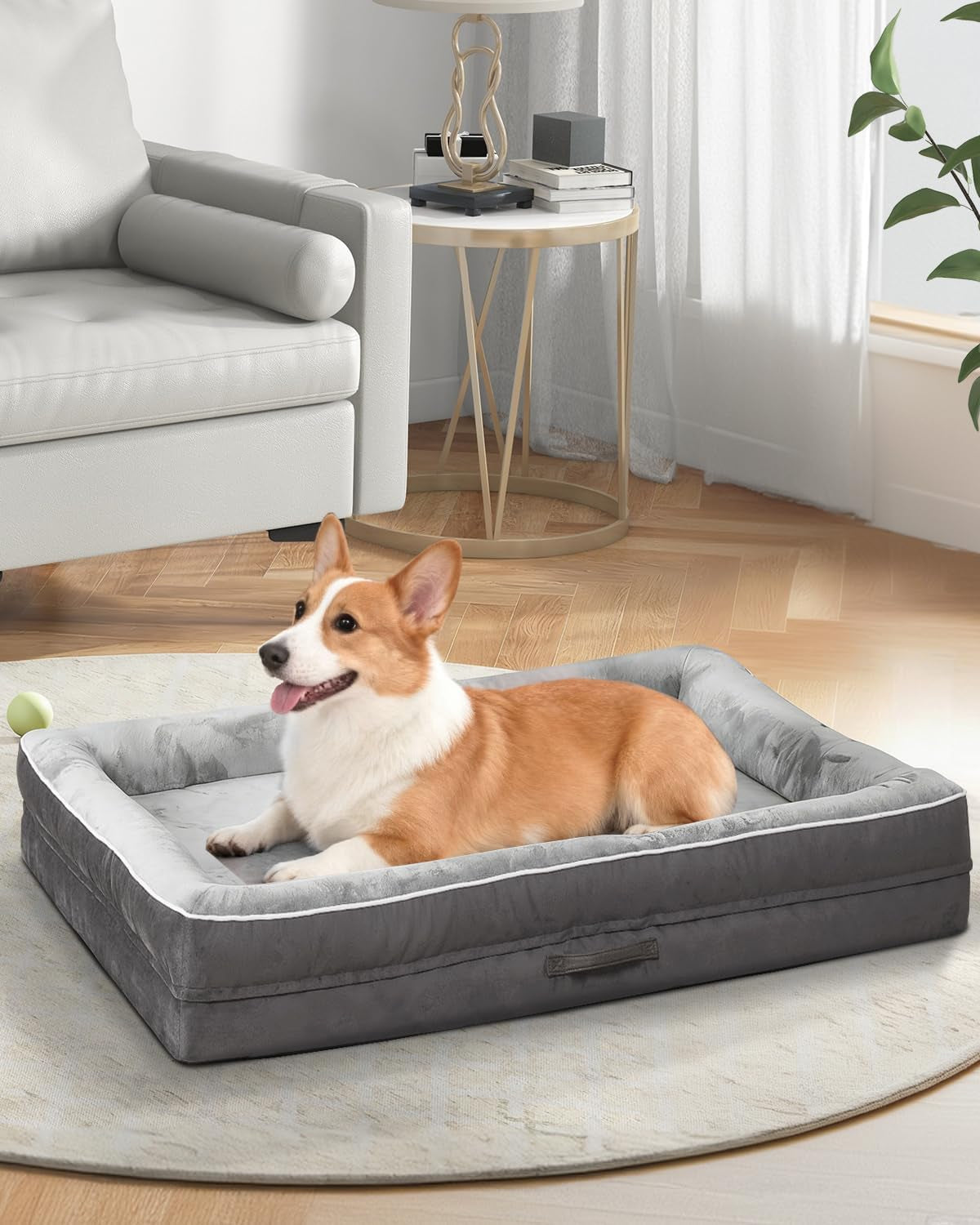 upvilla-orthopedic-dog-bed-xl-four-sided-dog-sofa-washable-cover-gray