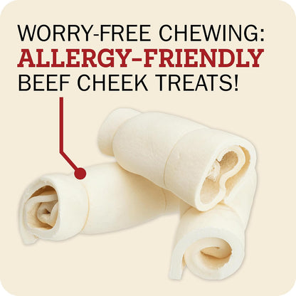 Redbarn Pet Products All-Natural Large Beef Cheek Rolls for Dogs, Uncoated - Single Ingredient Grain-Free Chew Treat Naturally Rich in Collagen - No Artificial Preservatives - Pack of 47