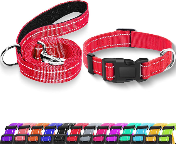 Reflective Dog Collar with Safety Locking Buckle, Adjustable Soft Breathable Nylon Collars for Small, Medium and Large Dogs(Collar+Leash XS Width 5/8" Turquoise) | Adjustable Soft Breathable Nylon Collars for Small, Medium and Large Dogs (XS Width 5/8" Turquoise)18