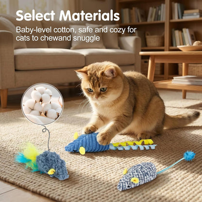Catnip Toys (3 Pack), Cat Mouse Toys for Indoor Play, Small Interactive Cat Toys for Indoor Cats, Perfect for Single or Multi-Cat Households (Blue)2