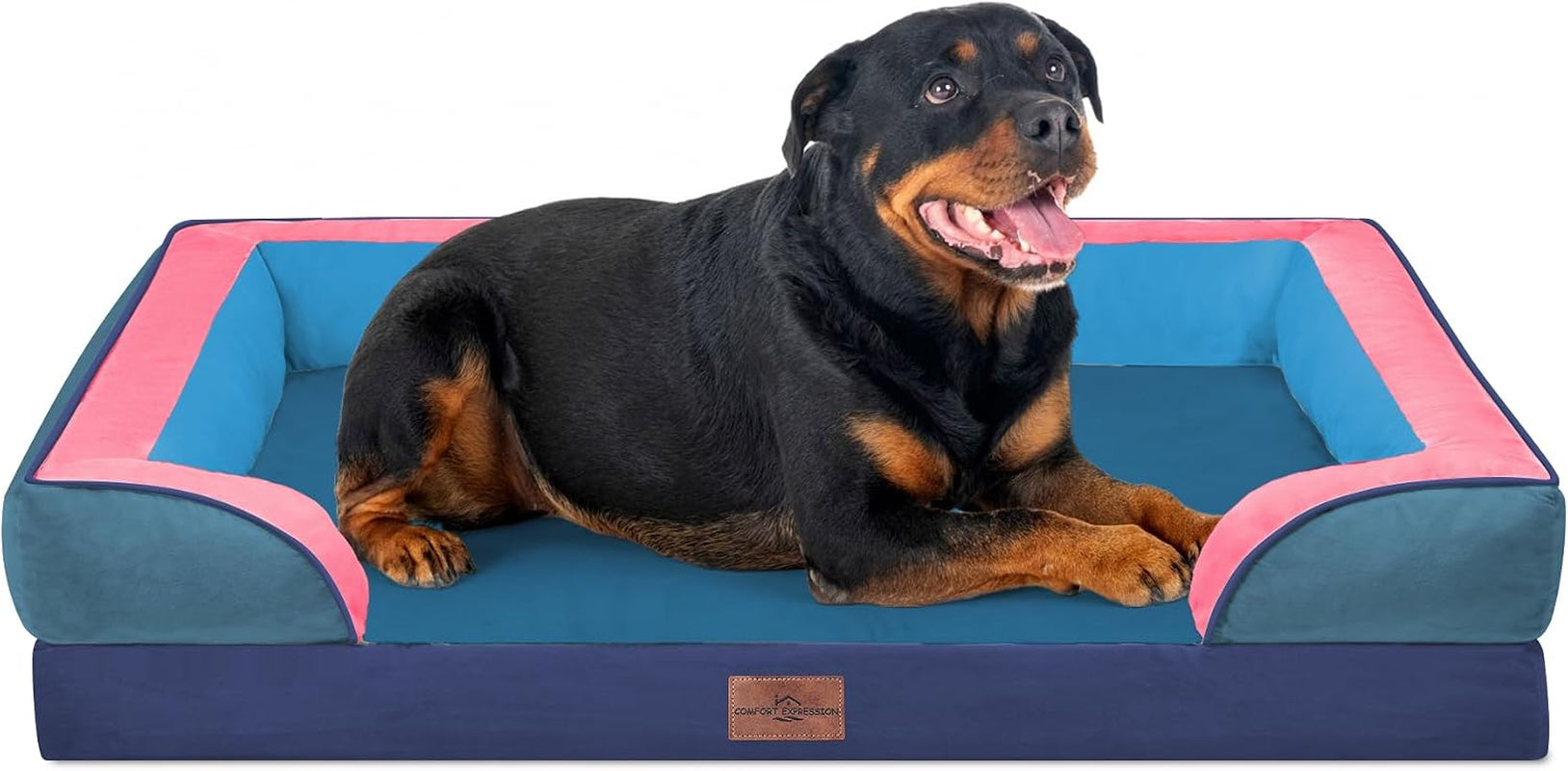 comfort-expression-orthopedic-dog-bed-for-extra-large-dogs-with-bolster-waterproof-dog-couch-bed-with-washable-cover-non-slip-bottom-supportive-egg-crate-foam-xl-pet-bed-42x30-inch